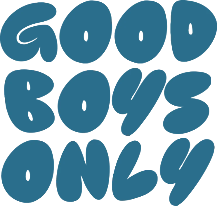 Good Boys Only wordmark in Steel Blue