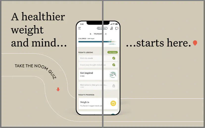 A healthier weight and mind… — Two-panel intro unit ending on the quiz
