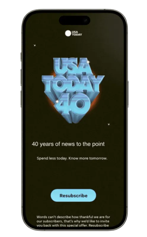 In-app screen — the resubscribe offer inside the app