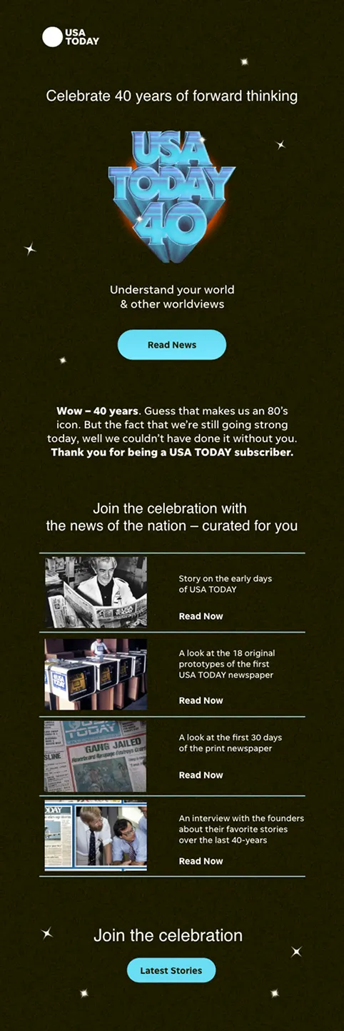 Subscriber email — archive stories curated for the year