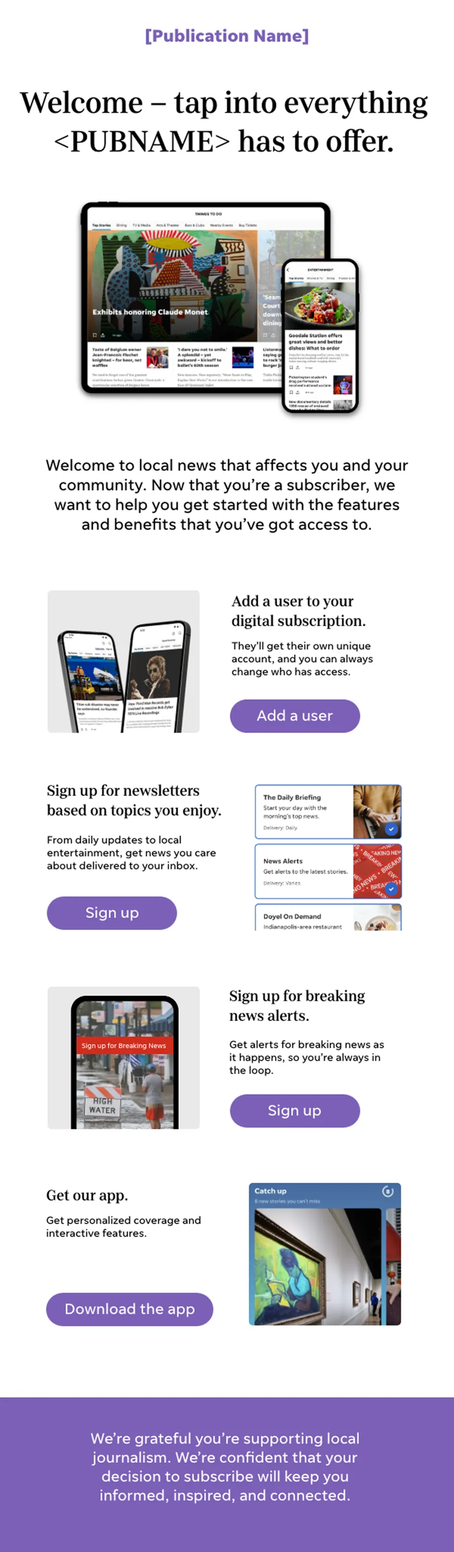 Welcome — Templated for any masthead in the network