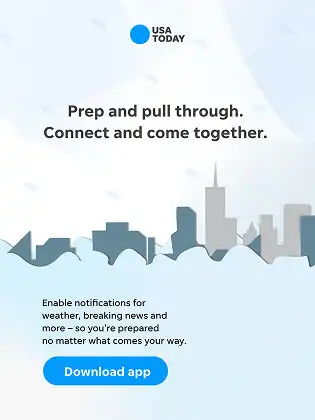 Illustrated city flood card: water rising against a grey skyline