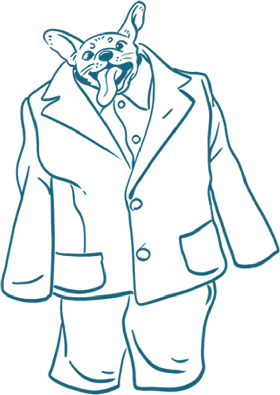 Frenchie in a suit